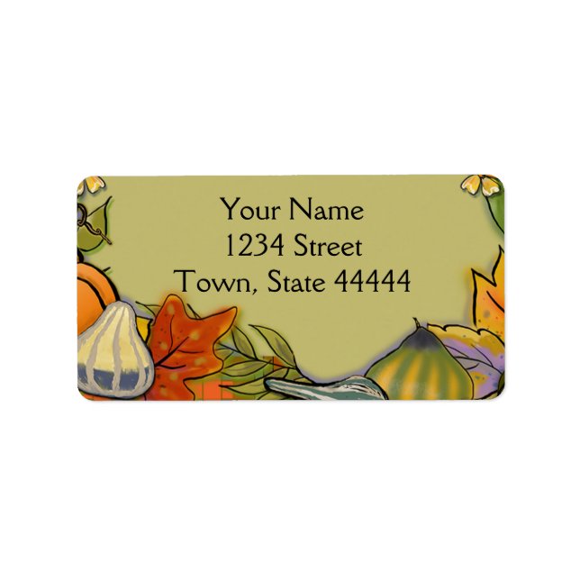 Gourds Erntedank Address Labels Adressaufkleber (Vorne)