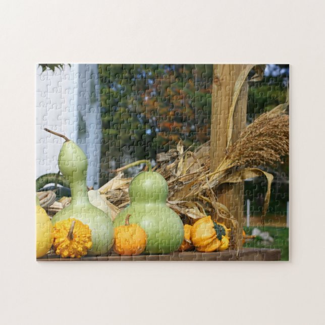 Gourds Maisstalks Stand Herbst Puzzle (Horizontal)