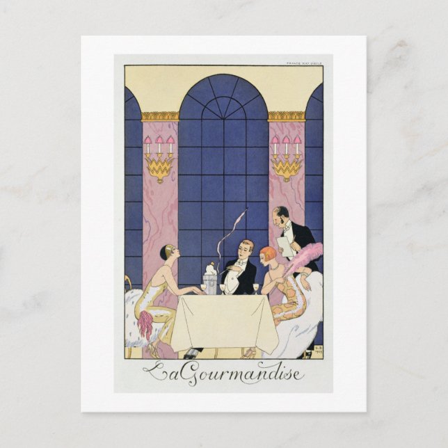 Gourmands, 1920-1930 (pochoir print) postkarte (Vorderseite)