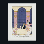 Gourmands, 1920-1930 (pochoir print) postkarte<br><div class="desc">Bild:226927 Die Gourmands,  1920-30 (pochoir print). Barbier,  Georges (1882-1932) (nach). Private Sammlung,  The Stapleton Collection. Kunst,  Kunst.</div>