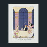 Gourmands, 1920-1930 (pochoir print) postkarte<br><div class="desc">Bild:226927 Die Gourmands,  1920-30 (pochoir print). Barbier,  Georges (1882-1932) (nach). Private Sammlung,  The Stapleton Collection. Kunst,  Kunst.</div>