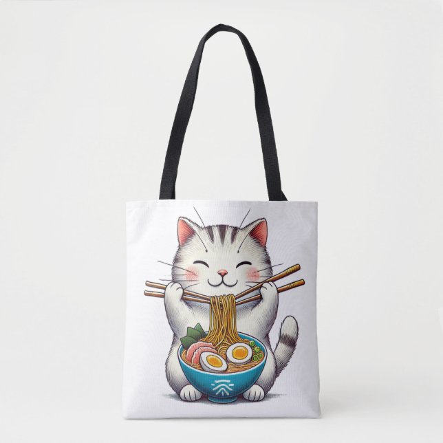 Gourmet Cat: Enjoys Ramen Tasche (Vorderseite)
