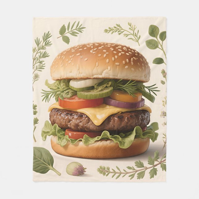 Gourmet-Cheeseburger-Illustration Fleecedecke (Vorderseite)