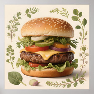 Gourmet-Cheeseburger-Illustration Poster