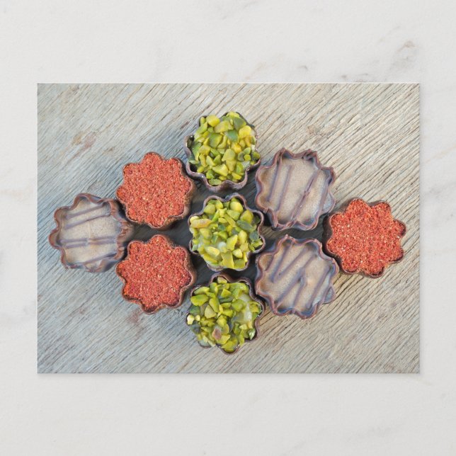 Gourmet Chocolates Food Fotografie Postkarte (Vorderseite)