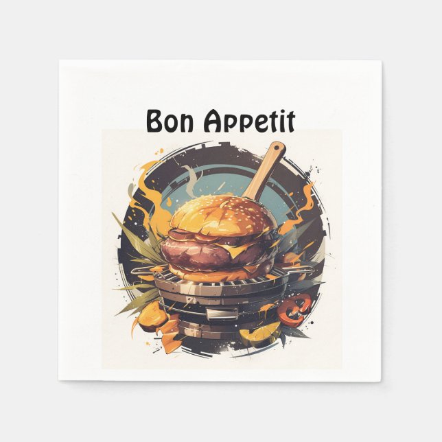 🍔 🎉 "Gourmet Delight" - Bon Appetit Napkins 🍴 ✨ Serviette (Vorderseite)