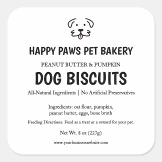 Gourmet Dog Treat Bakery Label Quadratischer Aufkleber