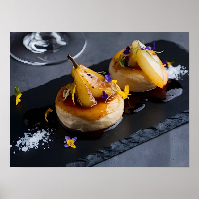 Gourmet Foie Gras mit Roter Weinrebe Poster (Vorne)