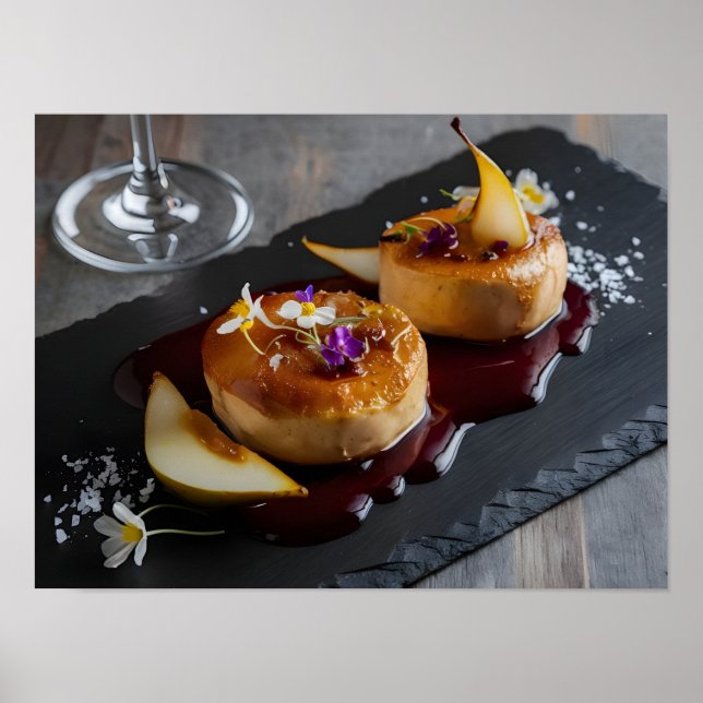 Gourmet Foie Gras mit Roter Weinrebe Poster (Vorne)