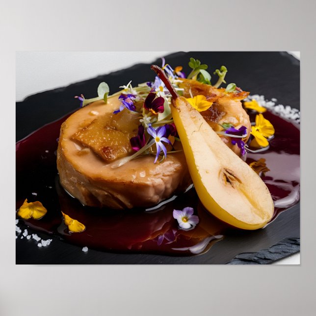 Gourmet Foie Gras mit Roter Weinrebe Poster (Vorne)