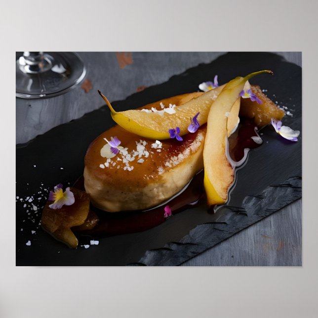 Gourmet Foie Gras mit Roter Weinrebe Poster (Vorne)