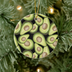 Gourmet Fresh Cut Vegan Avocado Muster Keramik Ornament