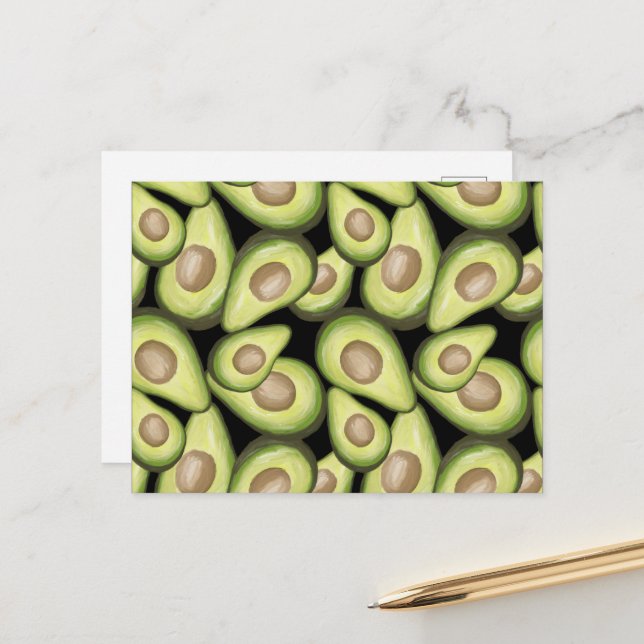 Gourmet Fresh Cut Vegan Avocado Muster Postkarte (Vorderseite/Rückseite Beispiel)