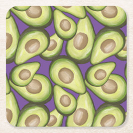 Gourmet Fresh Cut Vegan Avocado Pattern Square Pap Untersetzer
