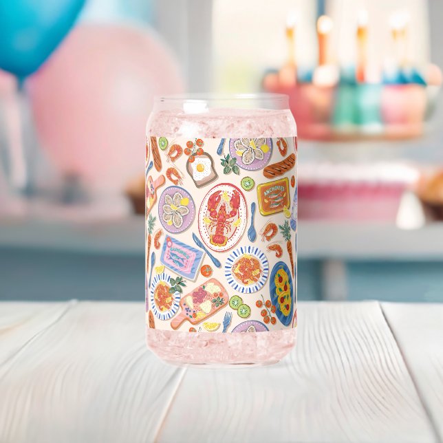 Gourmet-Meeresfrüchte-Festmuster Rosa Trinkgeschir Dosenglas (Insitu (Baby Party))