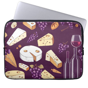 Gourmet-Wein- und Käse-Paarung Vintage-Handzeichnu Laptopschutzhülle