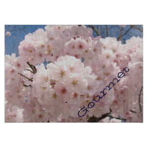 Gourmetglasschneider rosa Baumblüten Schneidebrett