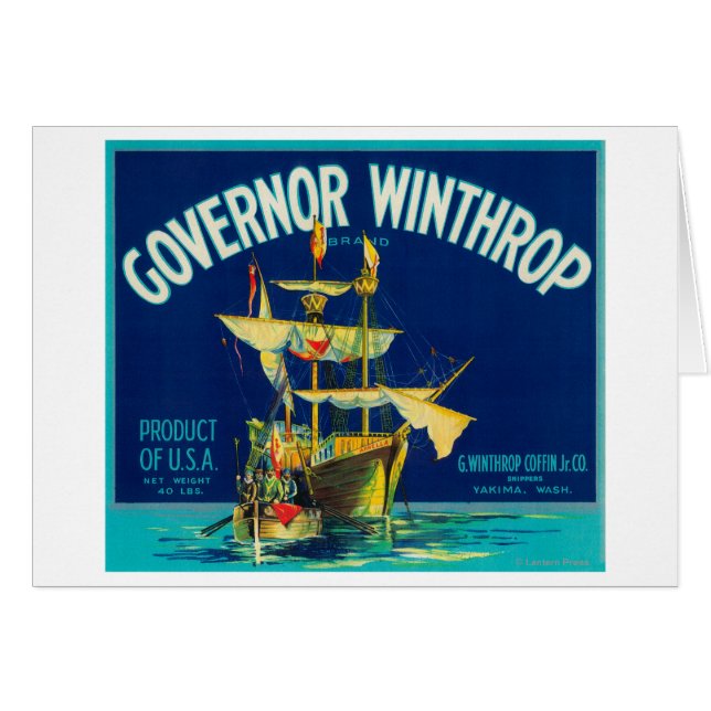 Gouverneur Winthrop Apple Label (blau) - Yakima, W (Vorderseite (Horizontal))