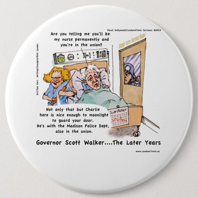 Gov Scott Walker Funny Satirisch Geschenke T-Shirt Button (Vorderseite)