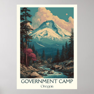 Government Camp ODER Vintager Berg Ski Art Poster