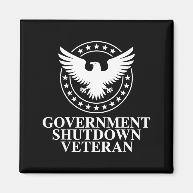 Government Shutdown Veteran Eagle Patriotic Litica Magnet (Vorne)