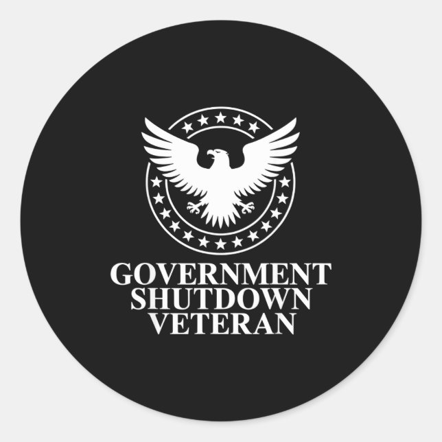 Government Shutdown Veteran Eagle Patriotic Litica Runder Aufkleber (Vorderseite)