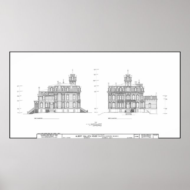 GOVERNOR MANSION VON KALIFORNIEN BLUEPRINT POSTER (Vorne)