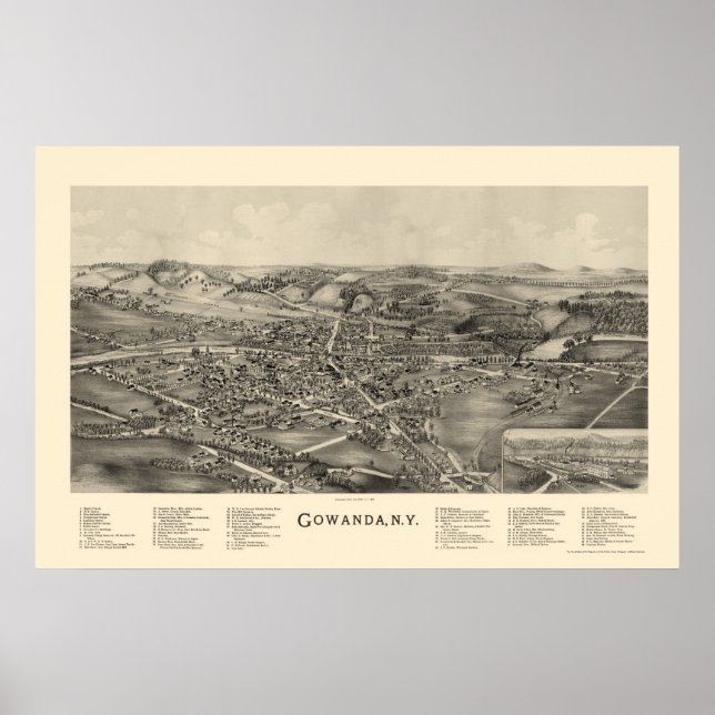 Gowanda, NY Panoramic Map - 1892 Poster (Vorne)