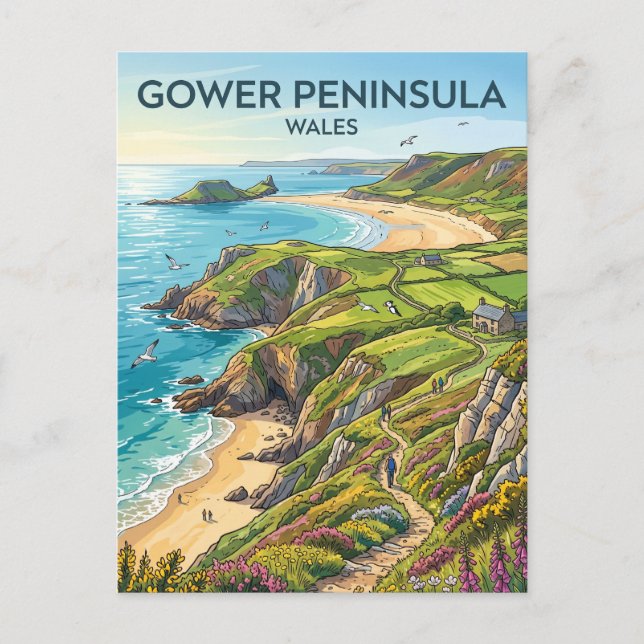 Gower-Halbinsel Wales Postkarte (Vorderseite)