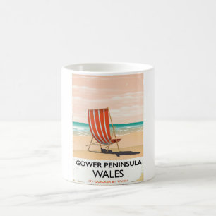 Gower Peninsula Wales Vintage Reiseplakat Tasse