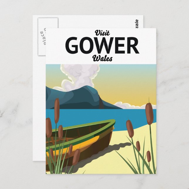 Gower Wales Reiseplakat Postkarte (Vorne/Hinten)