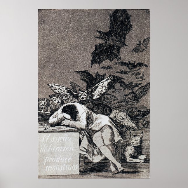 Goya - Schlaf der Vernunft produziert Monster 1799 Poster (Vorne)
