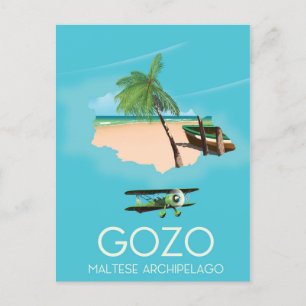 Gozo , Malteser Archipel Karte Reiseplakat.