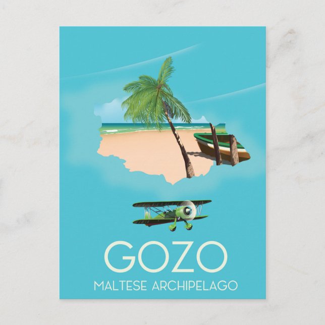 Gozo , Malteser Archipel Karte Reiseplakat. (Vorderseite)