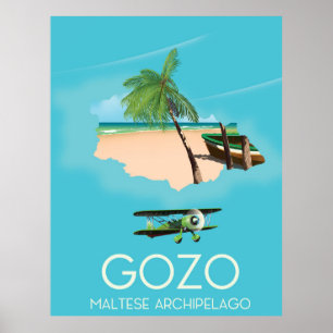 Gozo , Malteser Archipel Karte Reiseplakat. Poster