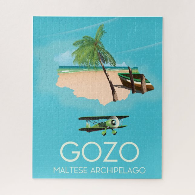 Gozo , Malteser Archipel Karte Reiseplakat. Puzzle (Vertikal)