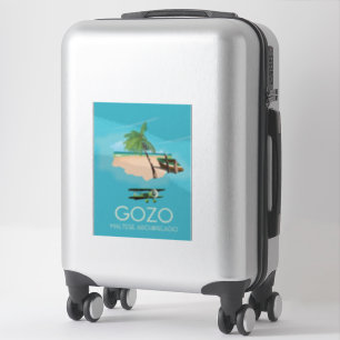 Gozo, maltesisches Archipel Karte Reiseplakat. Aufkleber