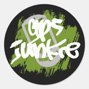 GPS Junkie Runder Aufkleber