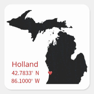GPS-Koordinaten von Holland Michigan Quadratischer Aufkleber