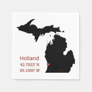 GPS-Koordinaten von Holland Michigan Serviette