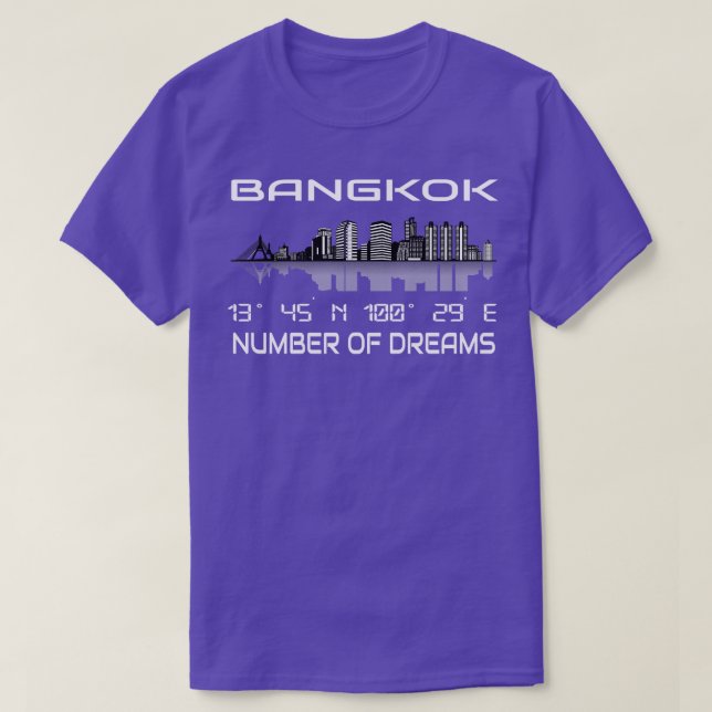GPS koordiniert Bangkok Skyline Dream City T-Shirt (Design vorne)