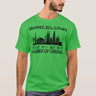 GPS koordiniert City Barcelona Skyline T-Shirt