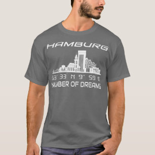 GPS koordiniert City Hamburg Skyline Dream City T-Shirt