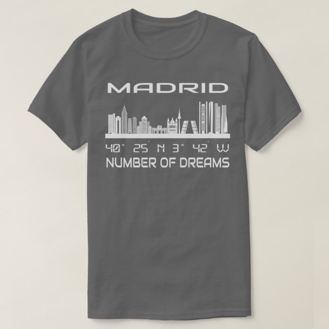 GPS koordiniert City Madrid Skyline Dream City T-Shirt (Design vorne)