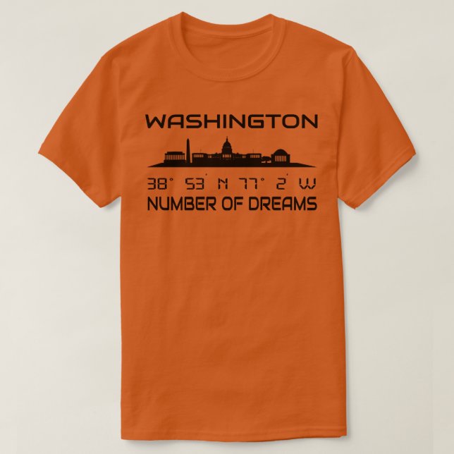 GPS koordiniert Hauptstadt Washington DC Skyline T-Shirt (Design vorne)