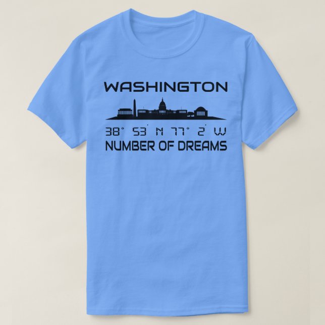GPS koordiniert Hauptstadt Washington DC Skyline T-Shirt (Design vorne)