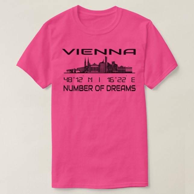 GPS koordiniert Hauptstadt Wien Skyline 1 T-Shirt (Design vorne)