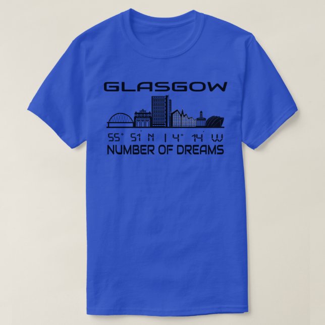 GPS koordiniert Stadt Glasgow Skyline Dream City 1 T-Shirt (Design vorne)