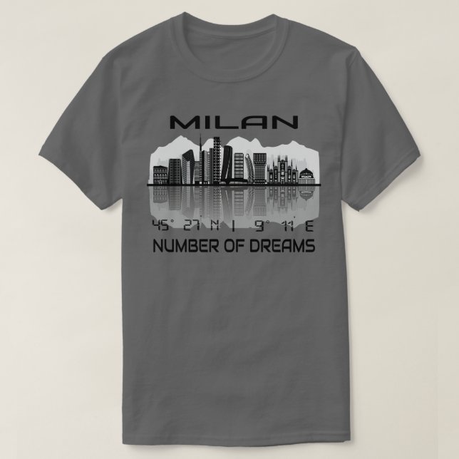 GPS koordiniert Stadt Mailand Skyline Dream City T-Shirt (Design vorne)