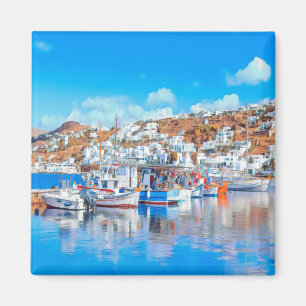 GR014 MYKONOS - Fischerboote - Griechenland - Kühl Magnet